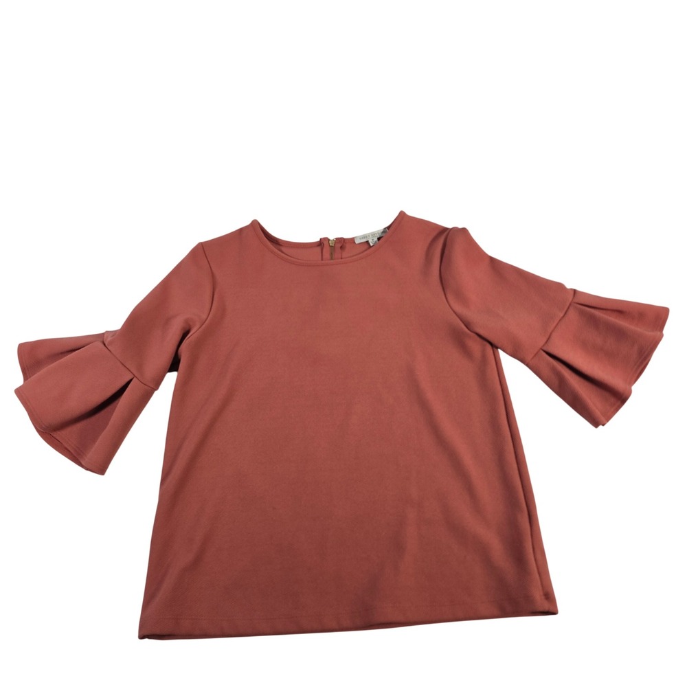 GREEN ENVELOPE LOS ANGELES Coral Bell Sleeve Zipper Back Top Women Size M‎